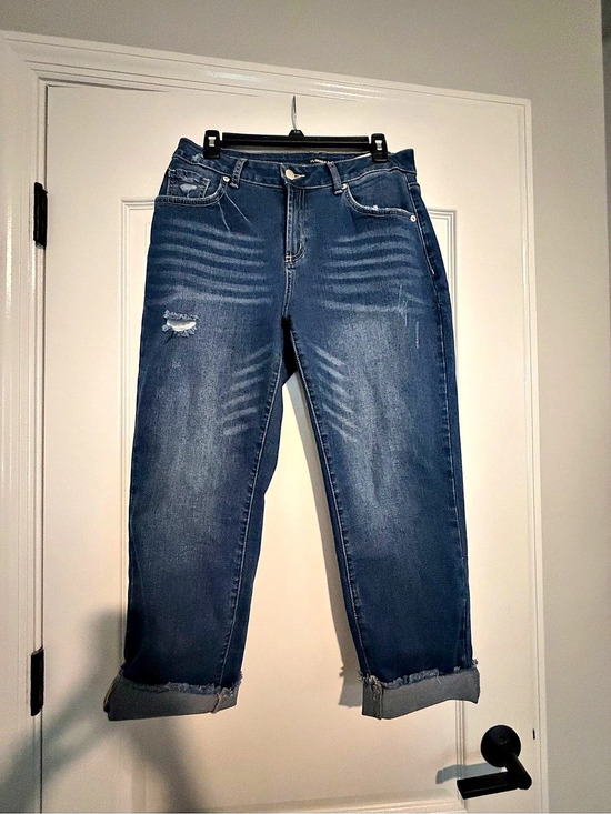 Flamingals Denim - FLAMINGALS Distressed Cropped Jeans Blue Size Large